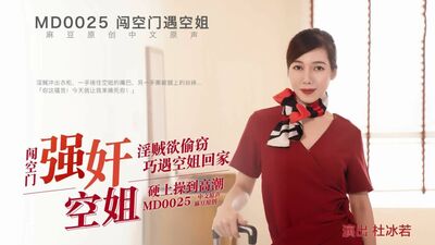 麻豆传媒-淫贼欲盗窃巧遇空姐在家自慰硬上草到高潮